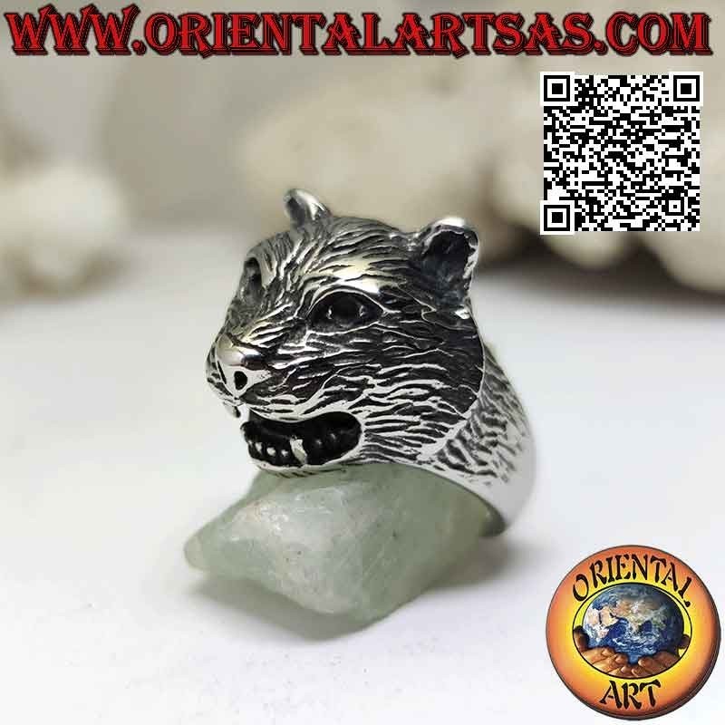 Ring made of surgical steel (316L), in the shape of a panther head