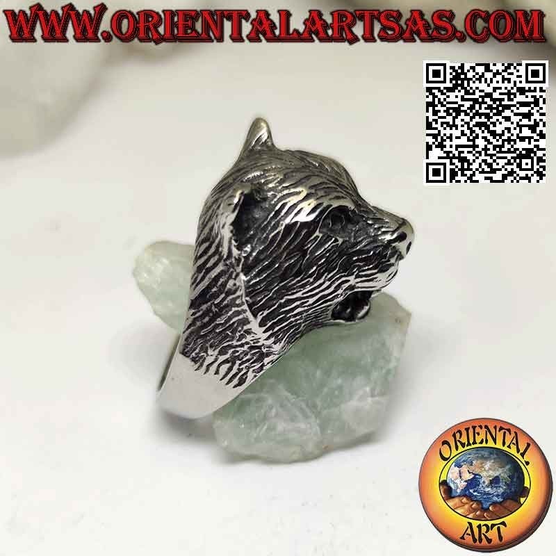 Anello in acciaio chirurgico (316L), a forma di testa di pantera