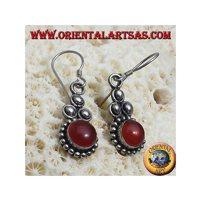 silver earrings with round carnelian Bali