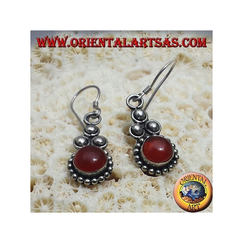 Boucles d'oreilles en argent avec tour cornaline Bali