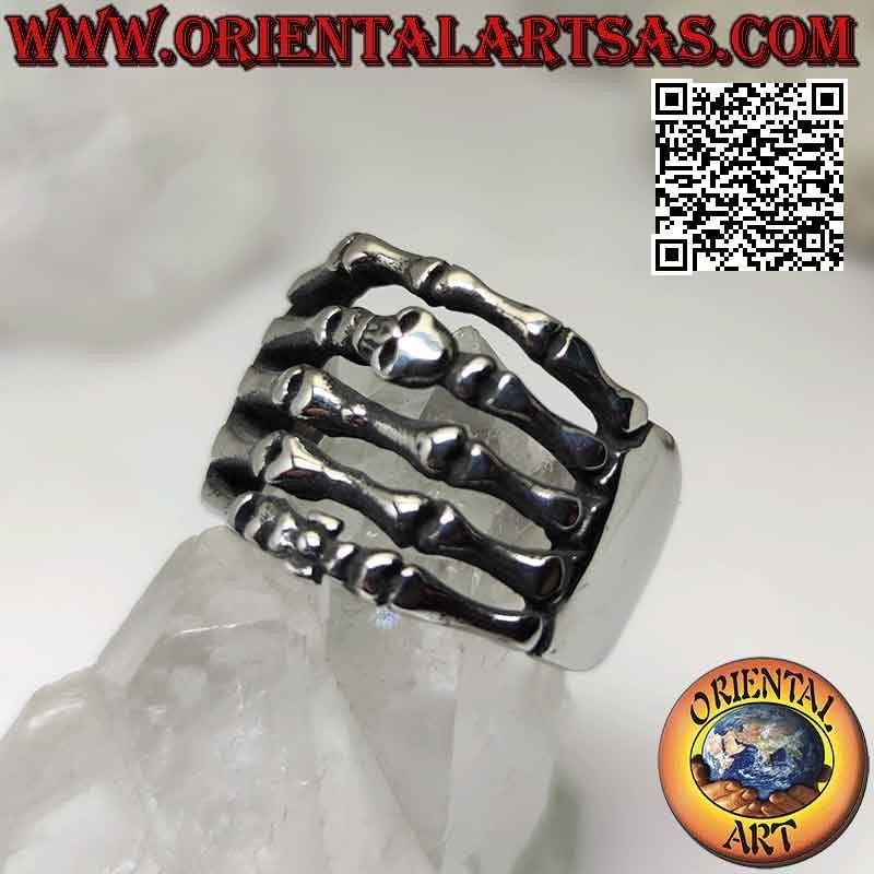 Surgical steel (316L) ring, intertwined skeleton hands