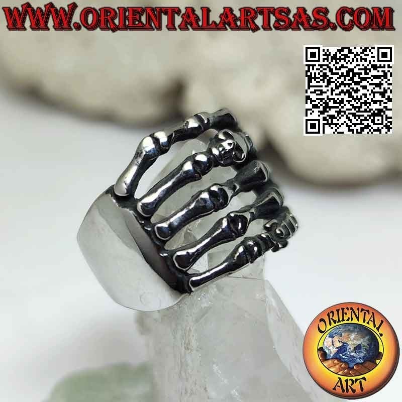 Anillo de acero quirúrgico (316L), manecillas de esqueleto entrelazadas