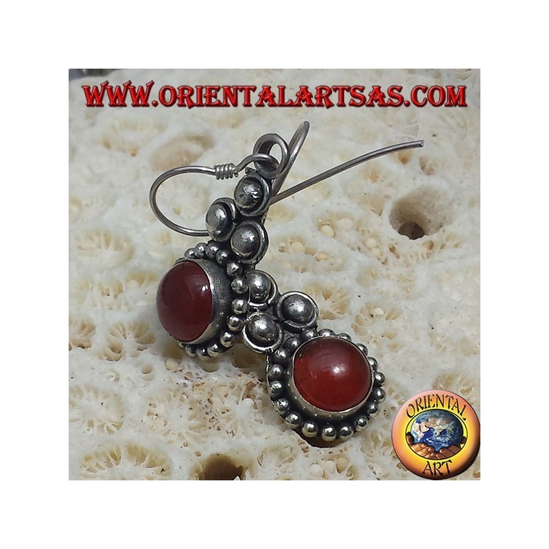 orecchini in argento con corniola tonda Bali