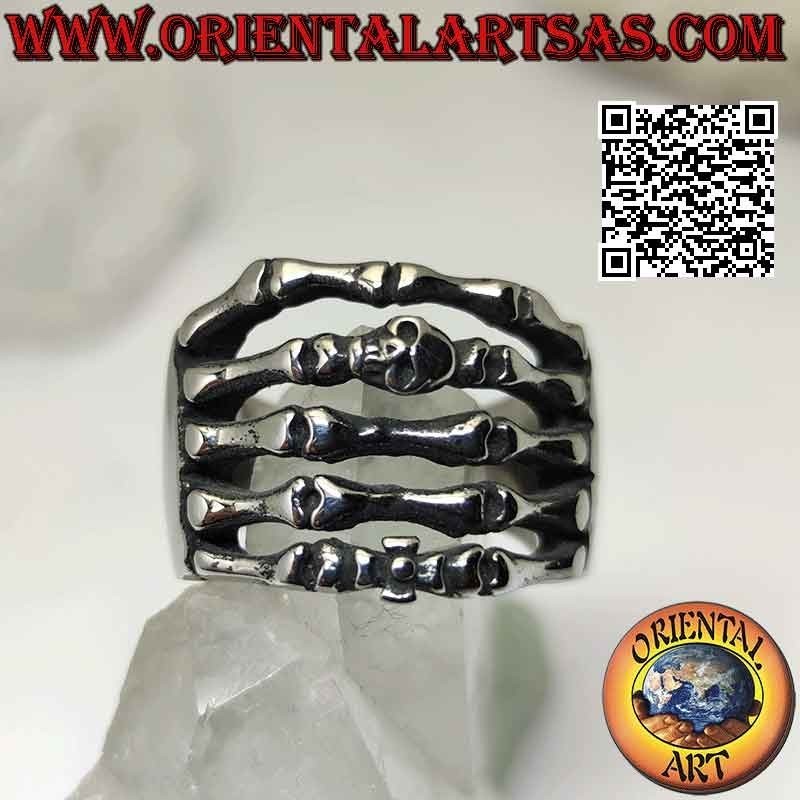 Anillo de acero quirúrgico (316L), manecillas de esqueleto entrelazadas