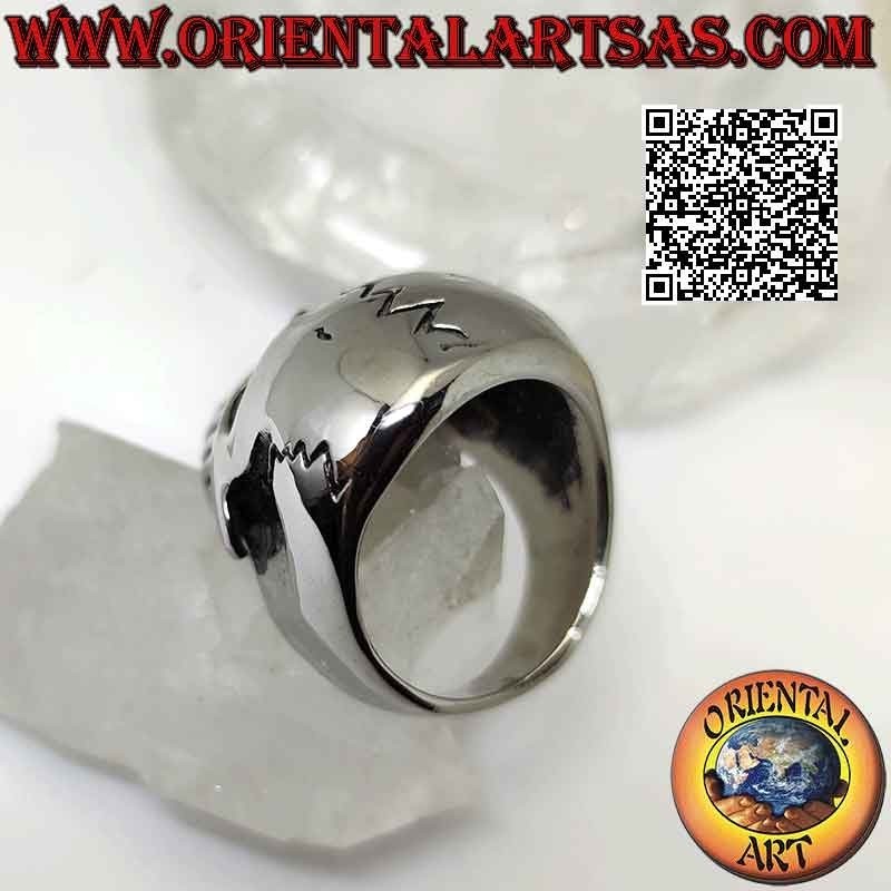 Surgical steel ring (316L), large smooth skull without jaw and with various cracks