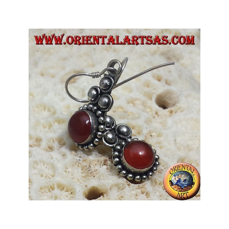 orecchini in argento con corniola tonda Bali