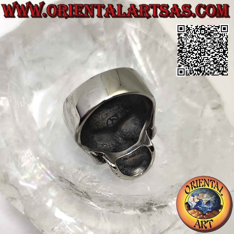 Anillo de acero quirúrgico (316L), calavera mexicana "calanca" lisa con decoración floral grabada en un lado