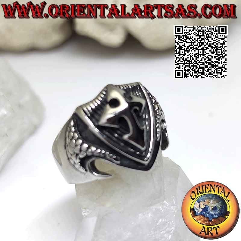 Surgical steel ring (316L), emblem with embossed arrow cross