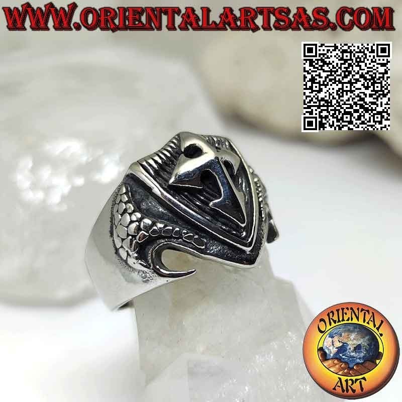 Surgical steel ring (316L), emblem with embossed arrow cross