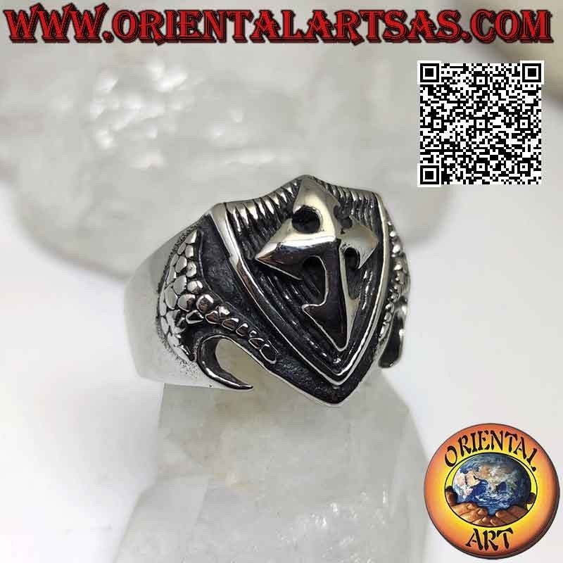 Anillo de acero quirúrgico (316L), emblema con cruz de flecha grabada