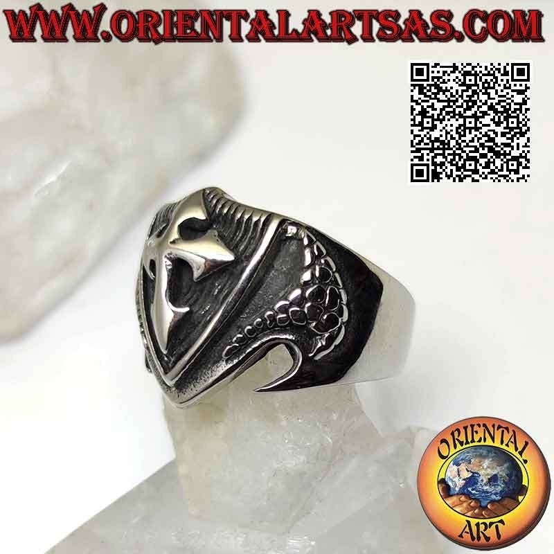 Surgical steel ring (316L), emblem with embossed arrow cross