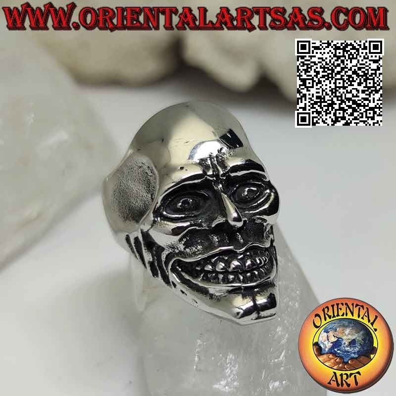 Surgical steel ring (316L), joker skull in sadistic smile