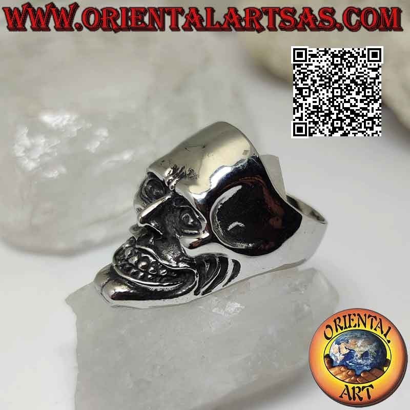 Bague en acier chirurgical (316L), tête de mort joker au sourire sadique