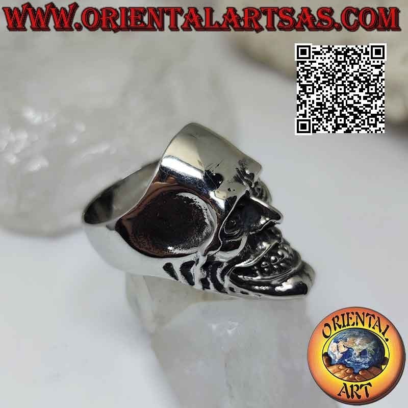 Anello in acciaio chirurgico (316L), teschio joker in sorriso sadico