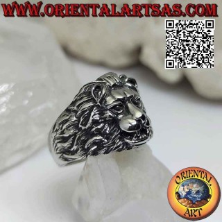 Bague en acier chirurgical (316L), en forme de tête de lion