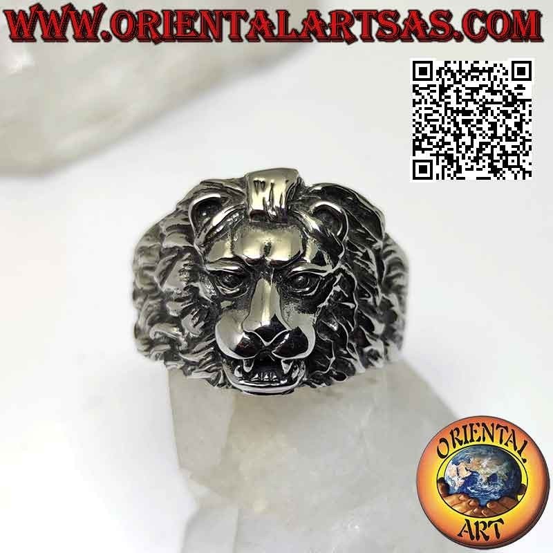 Anello in acciaio chirurgico (316L), a forma di testa di leone