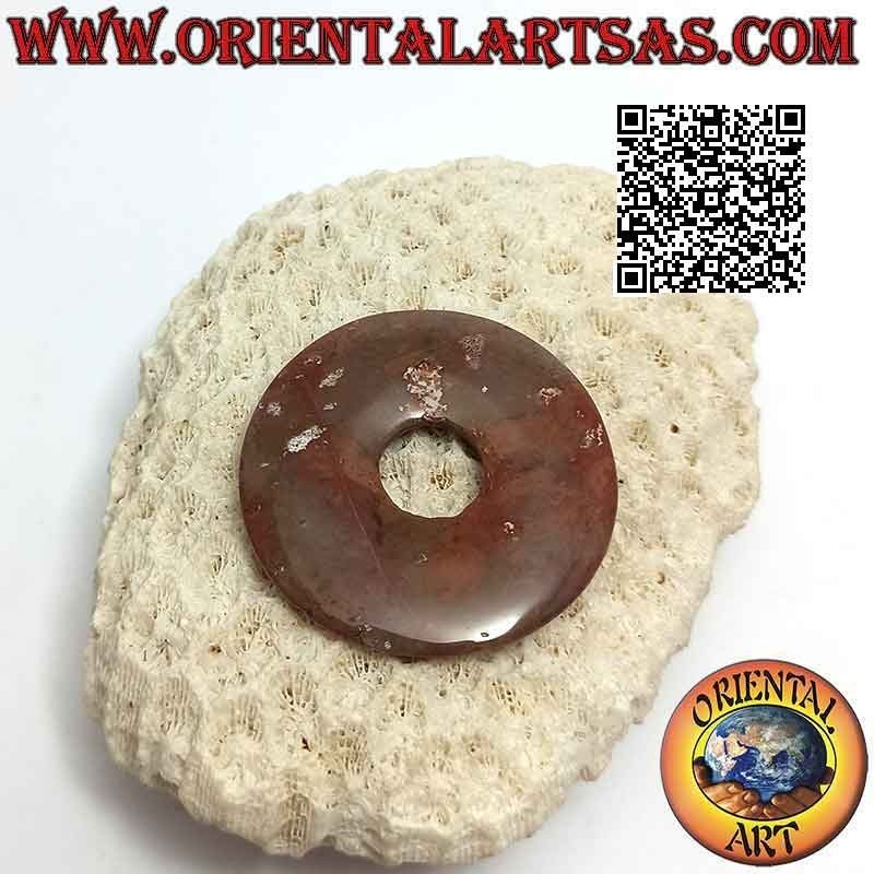 Ciondolo a disco/ciambella in diaspro mokaite da 40 mm. Ø (cordoncino incluso)