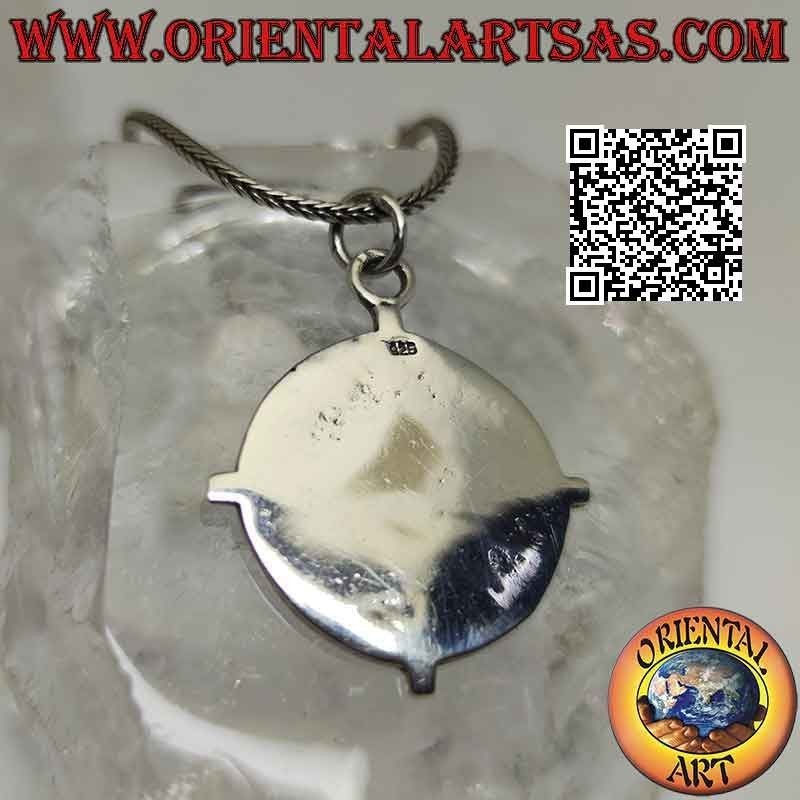 Silver pendant, wind rose medal with central captain's c