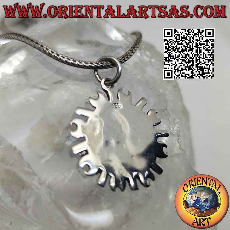 Silver pendant, sun wheel with Mayan engravings