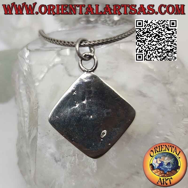 Ciondolo in argento, medaglia romboidale con incisa colonizzazione americana