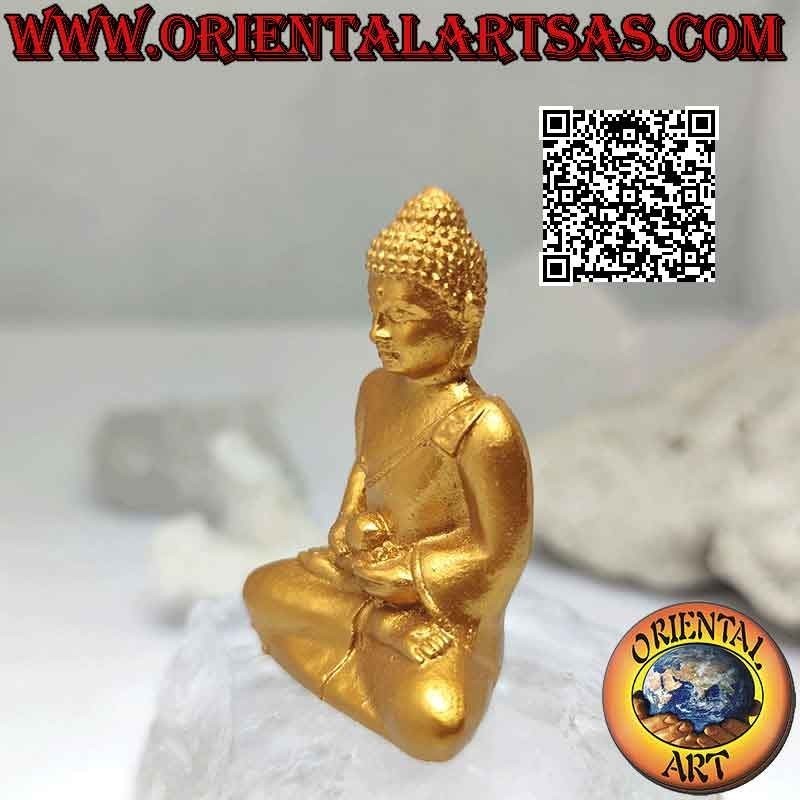 Buddha-Skulptur "Dhyana Mudra - Symbol der Meditation und Weisheit" aus Harz (vergoldet) 5 cm