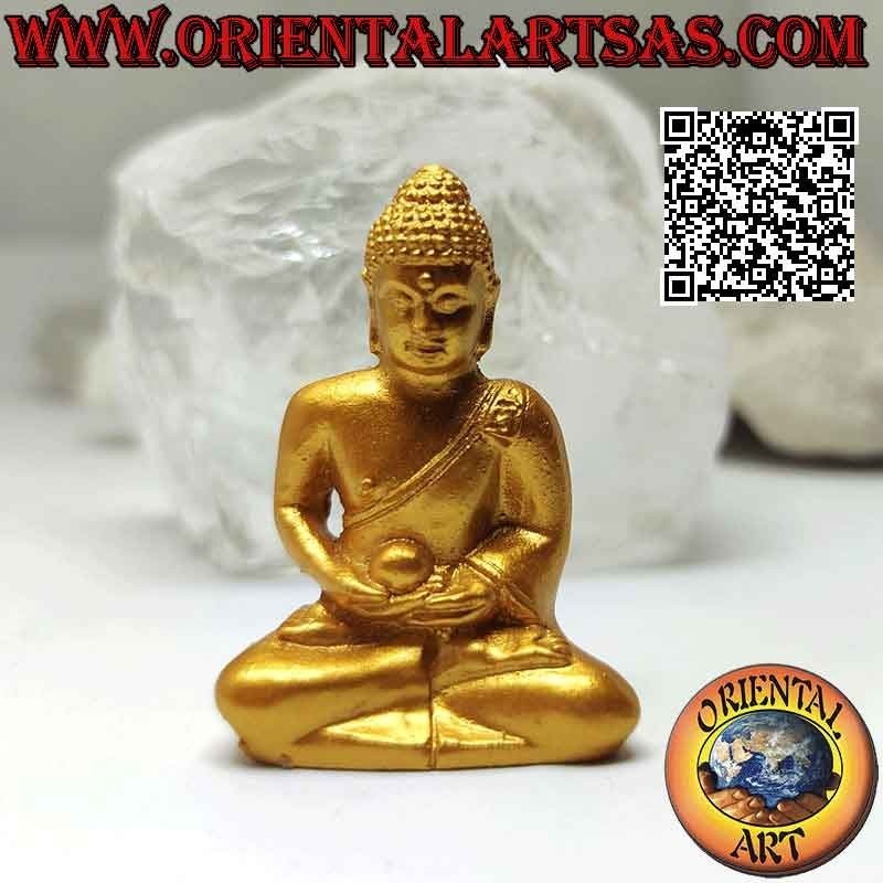 Buddha-Skulptur "Dhyana Mudra - Symbol der Meditation und Weisheit" aus Harz (vergoldet) 5 cm