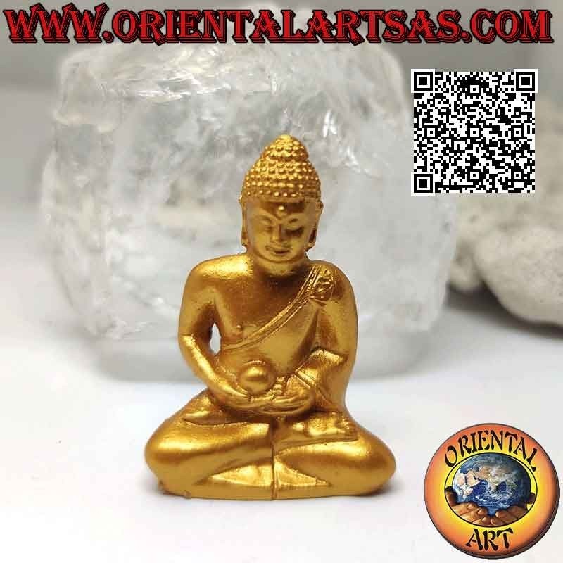 Sculpture bouddha "Dhyana Mudra - symbole de méditation et de sagesse" en résine (dorée) 5 cm