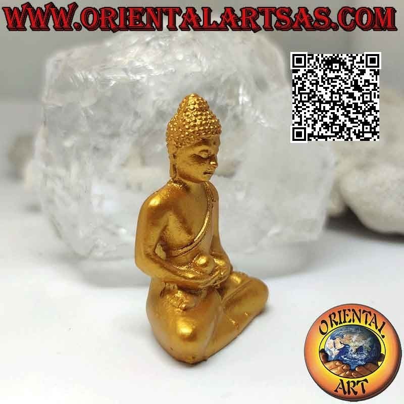 Scultura Buddha "Dhyana Mudra - simbolo di meditazione e saggezza" in resina (dorato) 5 cm