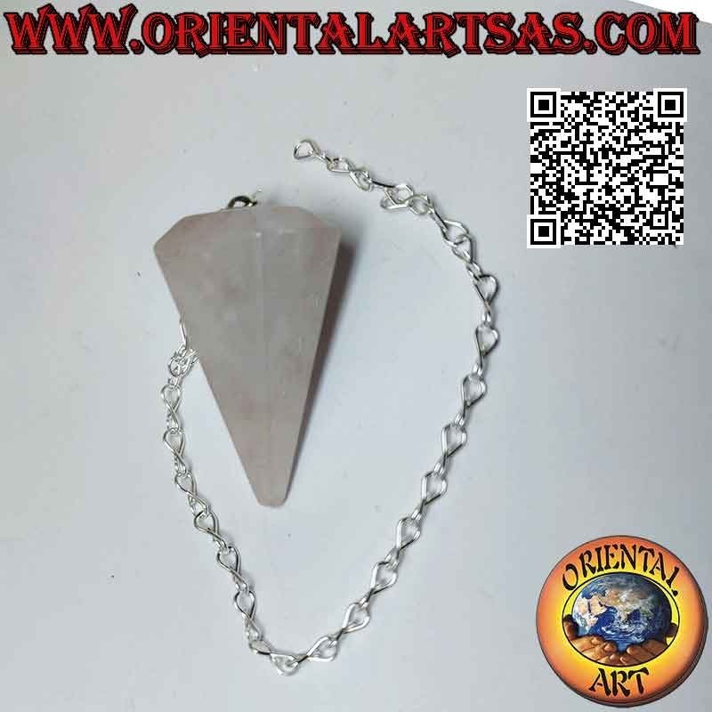 Pendule Quartz Rose Facetté Pointu | Amour & Guidance