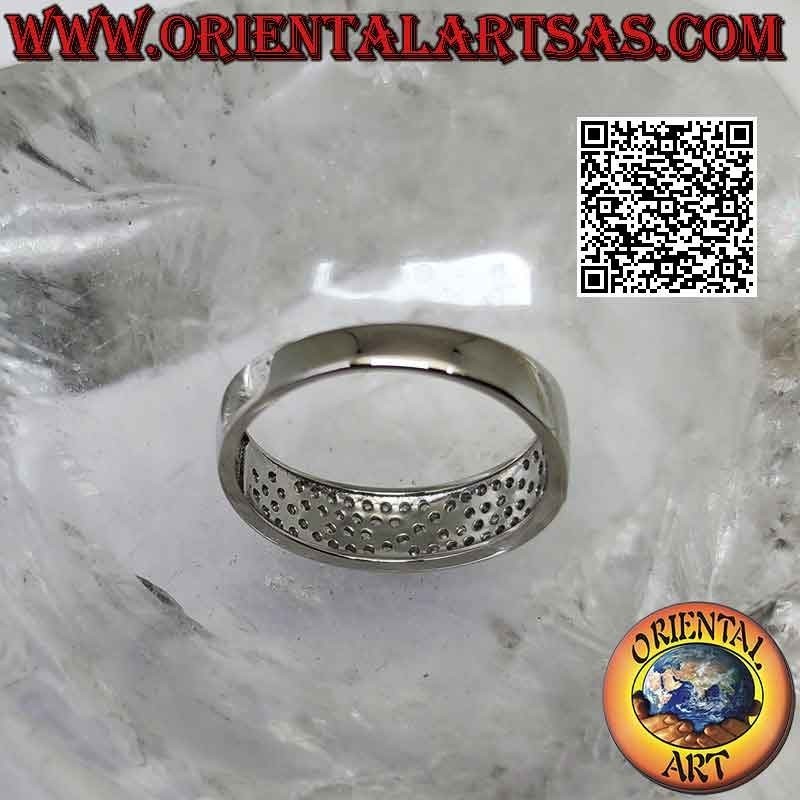 Silver ring with growing band half-studded with white zircons (6 mm)