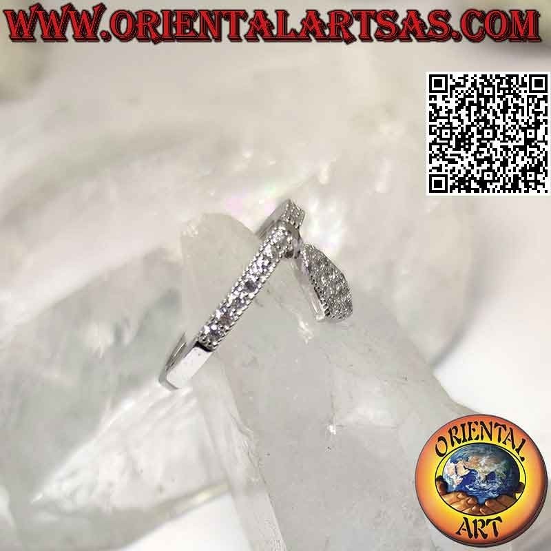 Anillo de plata con colgante "mano de fatima" tachonado de circonitas blancas