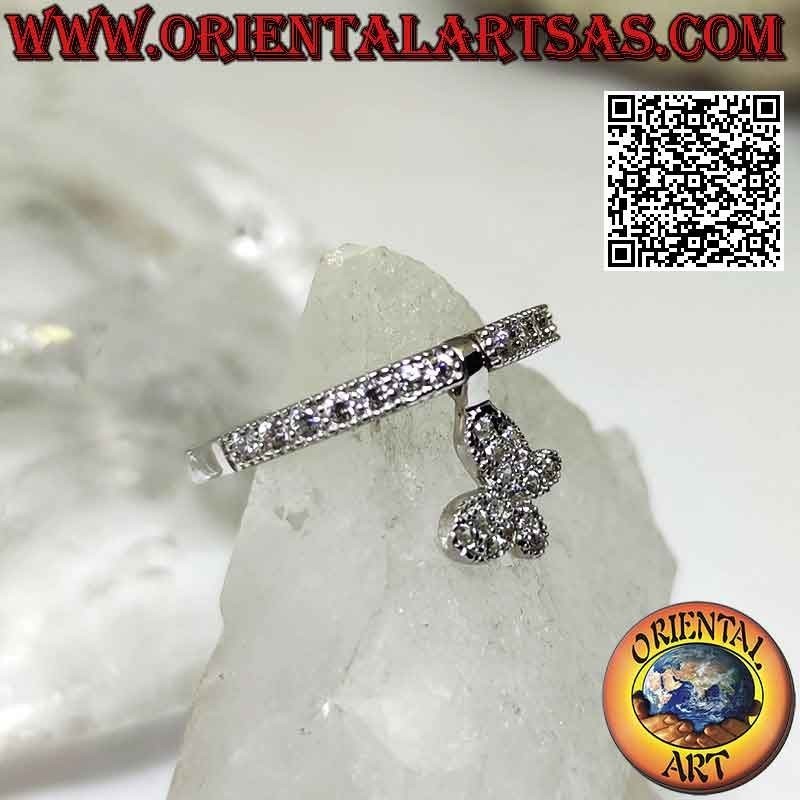 Anillo de plata con colgante "mariposa" tachonado de circonitas blancas