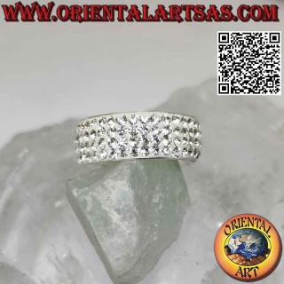 Anillo de plata con banda redondeada tachonada de circonitas blancas encoladas (8 mm)