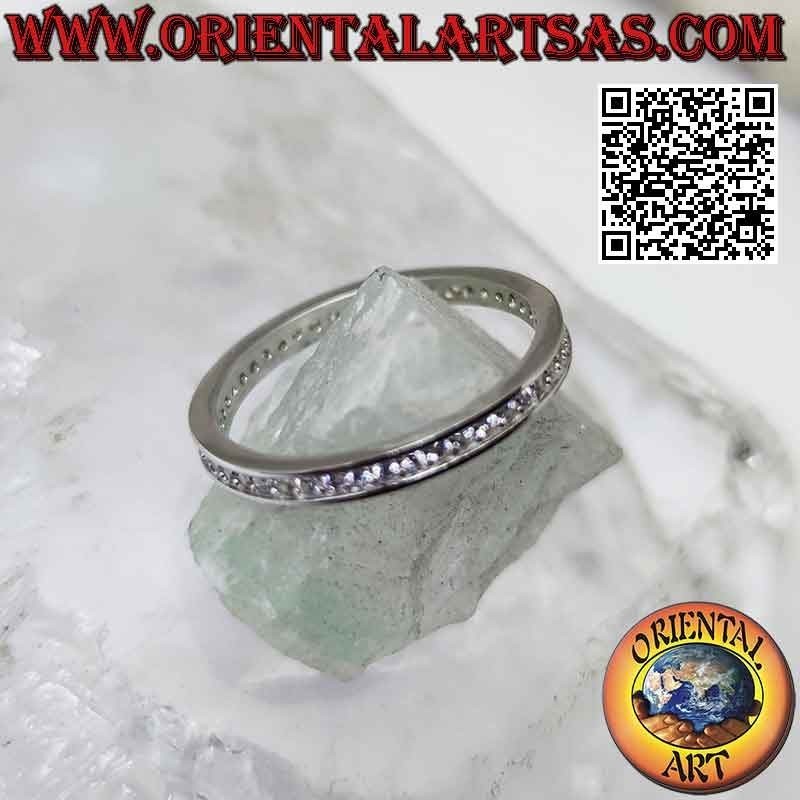 Silver ring with "Eternity" band studded with white zircons (2 mm)