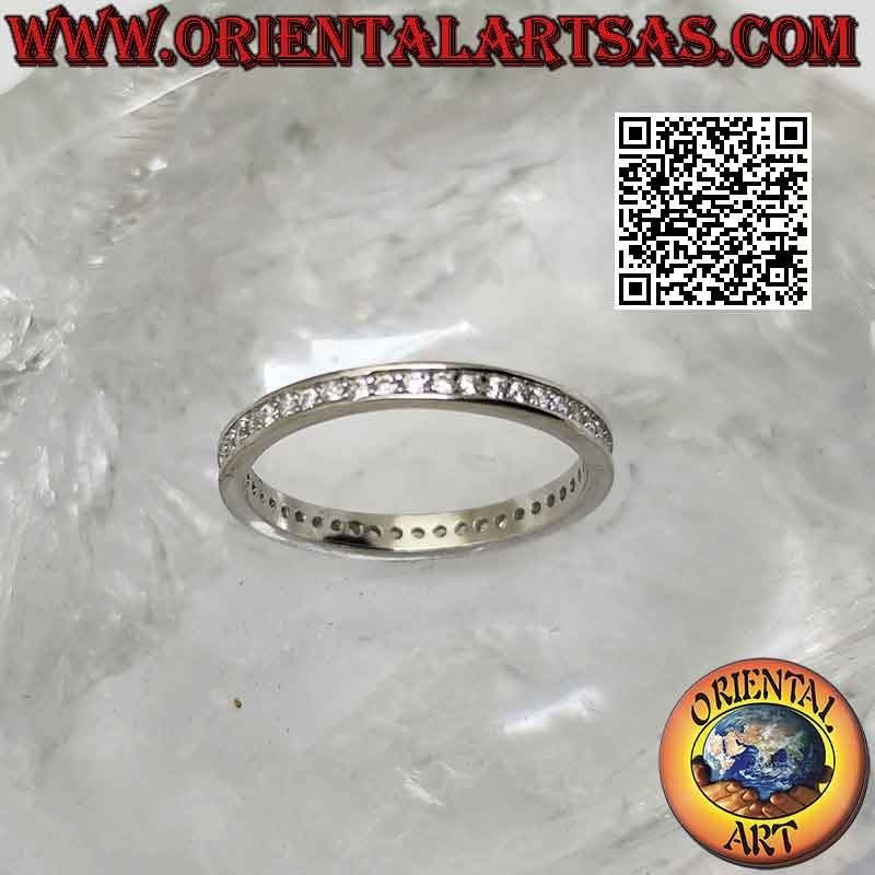 Silver ring with "Eternity" band studded with white zircons (2 mm)