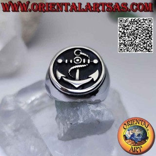 Anillo de acero quirúrgico (316L), liso con anclaje en bajorrelieve en el círculo canteado Ø 20 mm