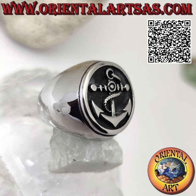 Anillo de acero quirúrgico (316L), liso con anclaje en bajorrelieve en el círculo canteado Ø 20 mm