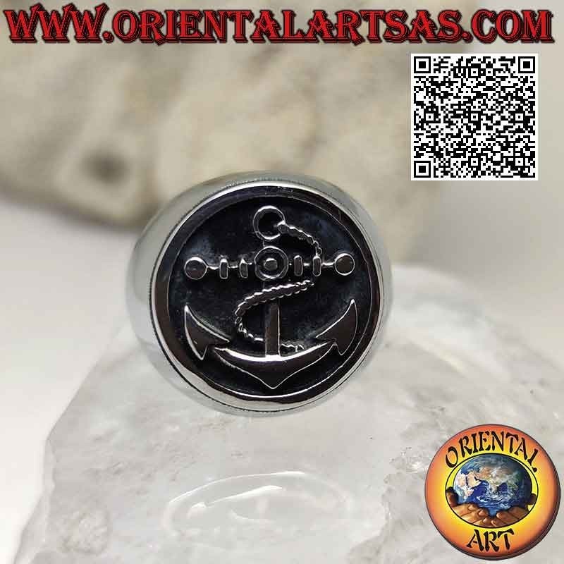 Anillo de acero quirúrgico (316L), liso con anclaje en bajorrelieve en el círculo canteado Ø 20 mm