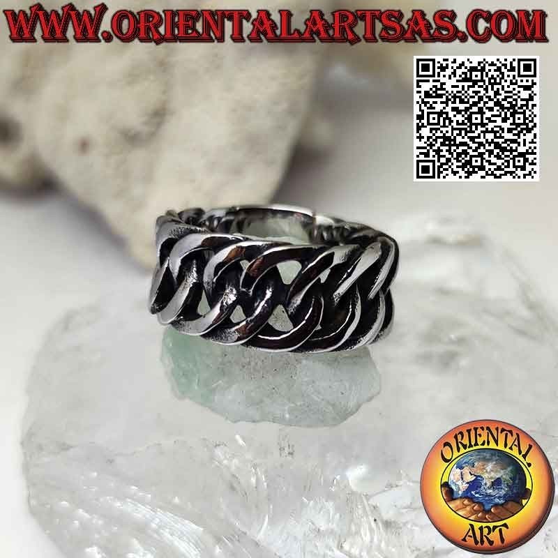 Anillo de acero quirúrgico (316L), banda ancha de cadena de anillos entrelazados