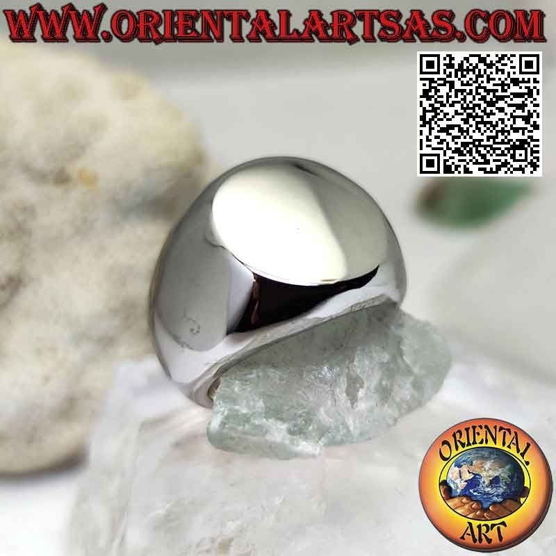Anello in acciaio chirurgico (316L), liscio con tondo grande piatto
