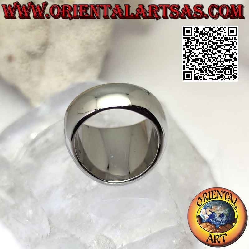 Anello in acciaio chirurgico (316L), liscio con tondo grande piatto