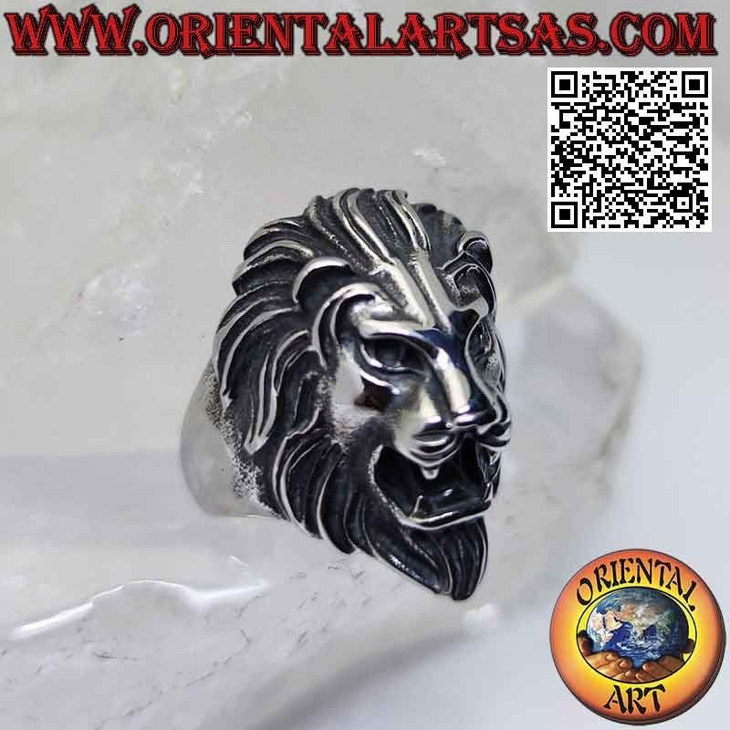 Surgical steel ring (316L), massive lion head