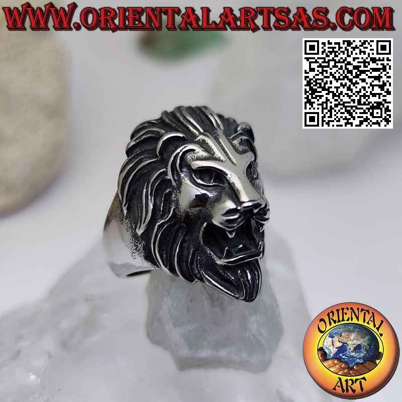 Anillo de acero quirúrgico (316L), cabeza de león masiva