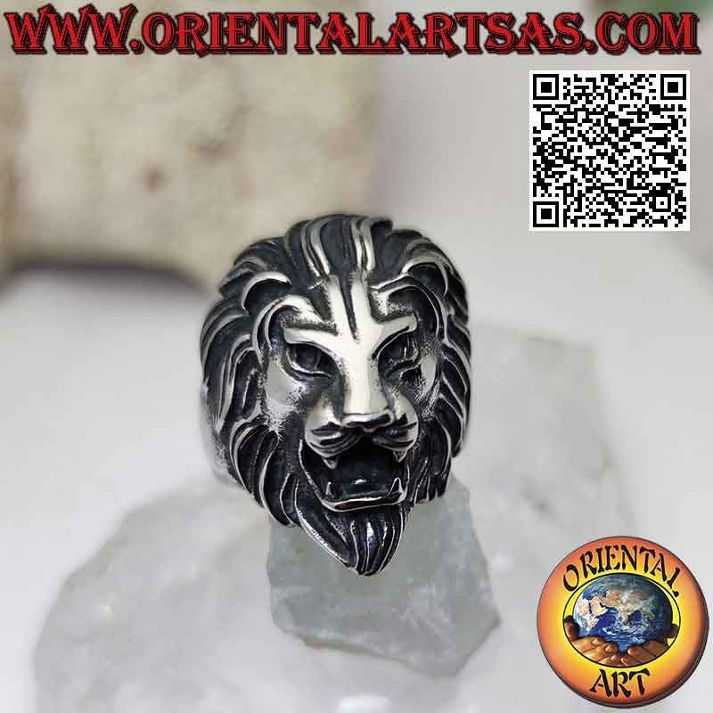 Anneau en acier chirurgical (316L), tête de lion massive