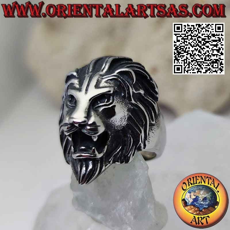 Anello in acciaio chirurgico (316L), testa di leone massiccia