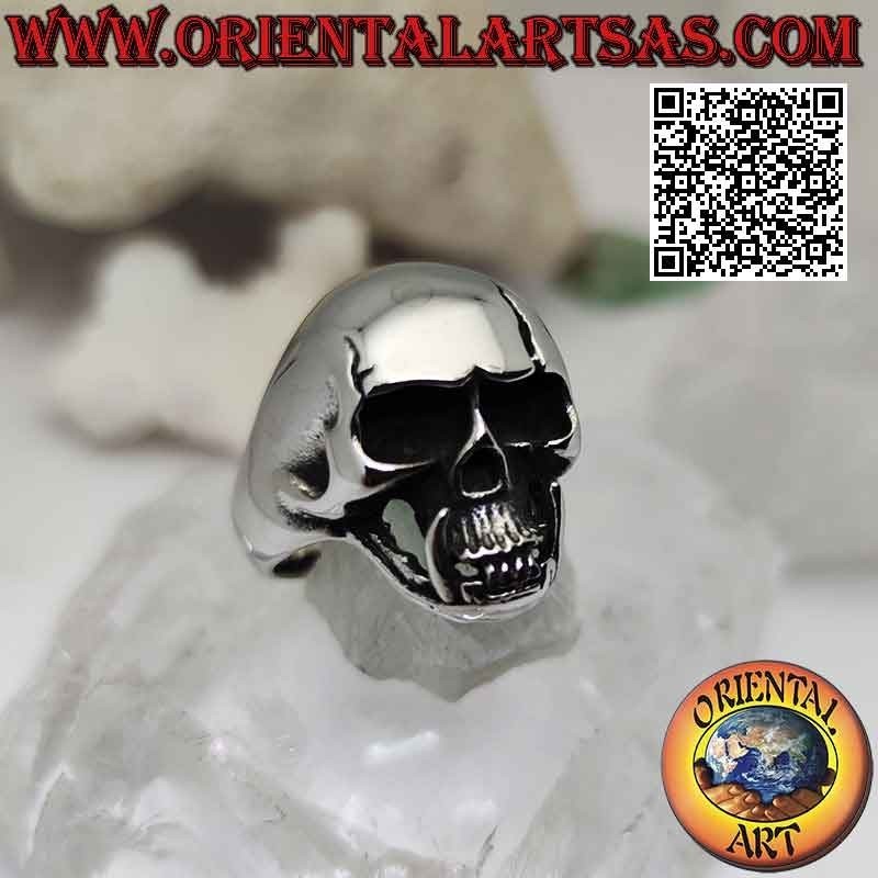 Anillo de acero quirúrgico (316L), cráneo liso con grietas en la frente