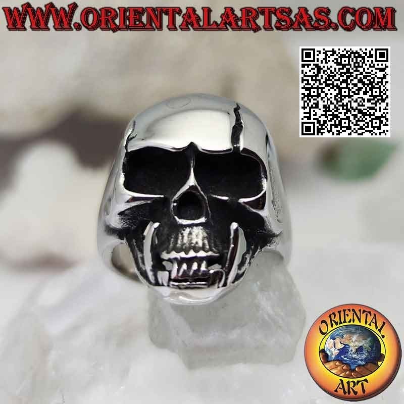 Anillo de acero quirúrgico (316L), cráneo liso con grietas en la frente