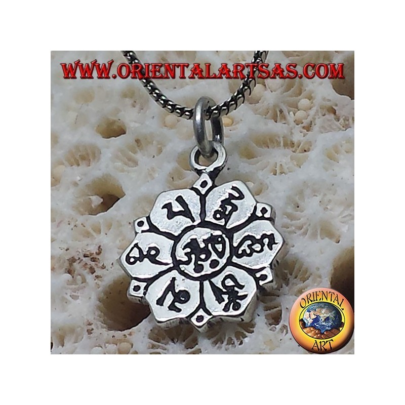 argent ॐ om pendentif en fleur de lotus avec le sanskrit