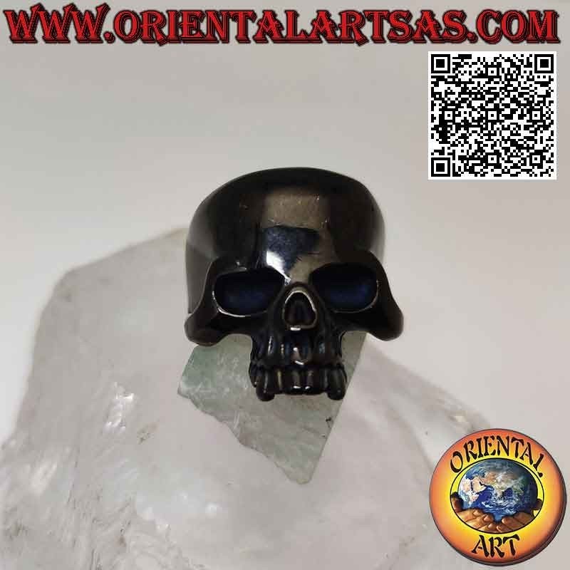 Anello in acciaio chirurgico (316L), teschio liscio in acciaio nero stile Darth Vader