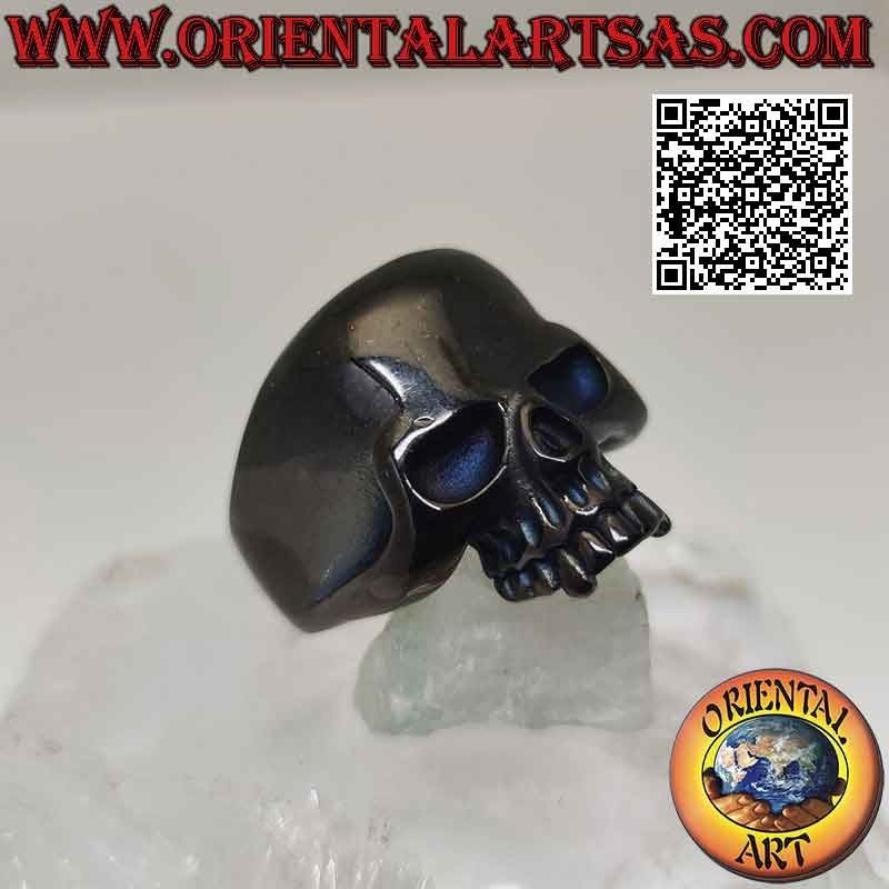 Bague en acier chirurgical (316L), crâne lisse en acier noir style Dark Vador